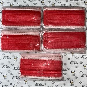 Box of 50 Red Disposable Face Masks